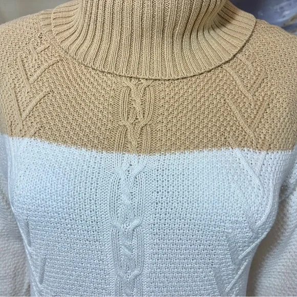 W118 by Walter Baker Cream and Tan Cowl Neck Sweater - Picture 3 of 4
